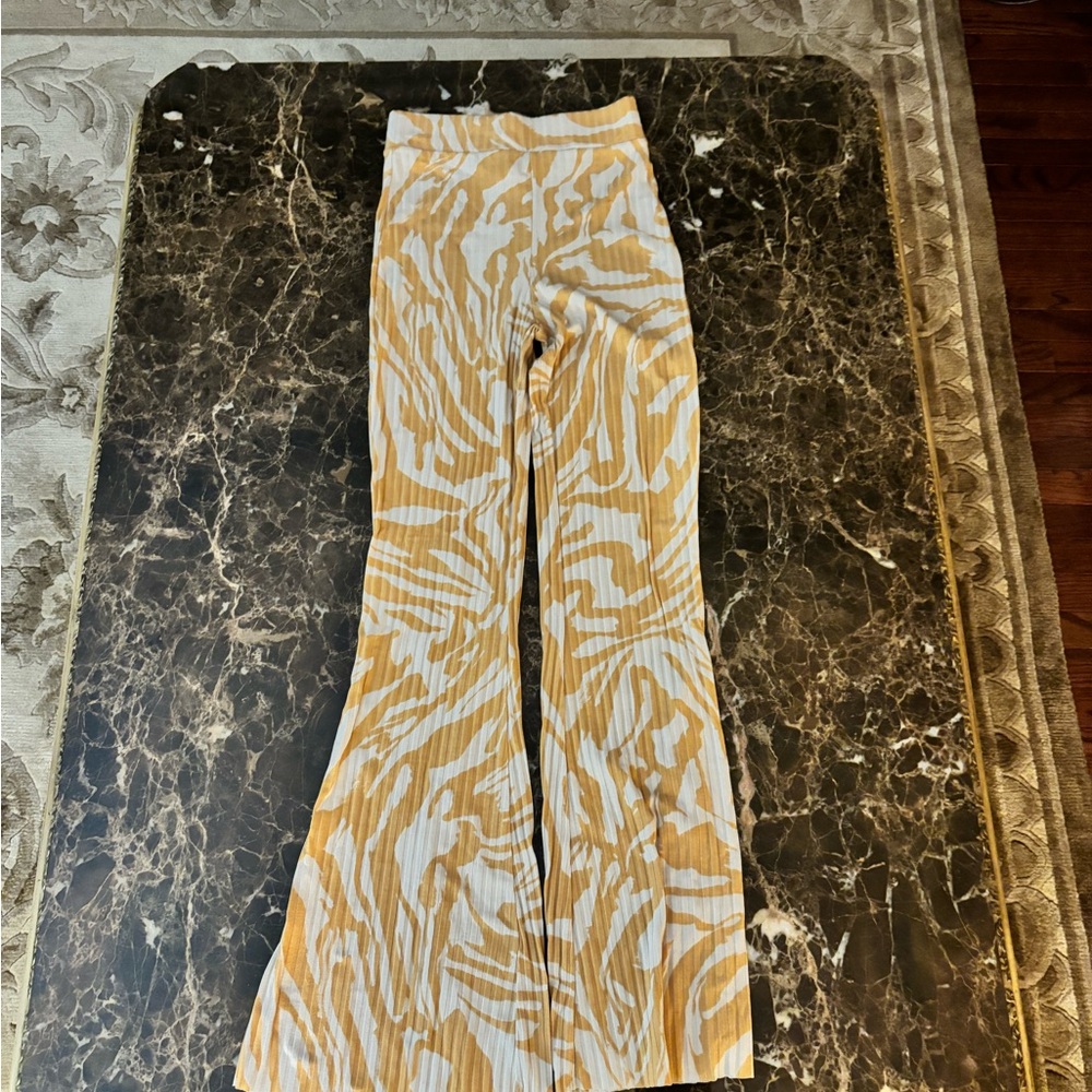 H&M Yellow and White Flare Pants